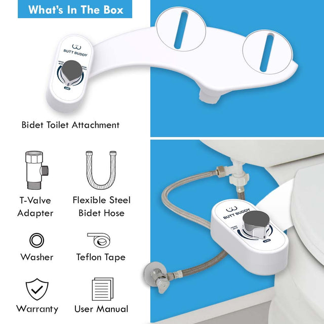 BUTT BUDDY Duo - Rear & Front Water Sprayer Bidet Toilet Attachment