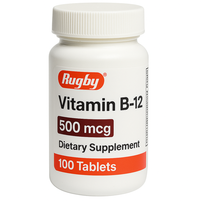 Rugby Vitamin B-12 Dietary Supplement, 500 mcg