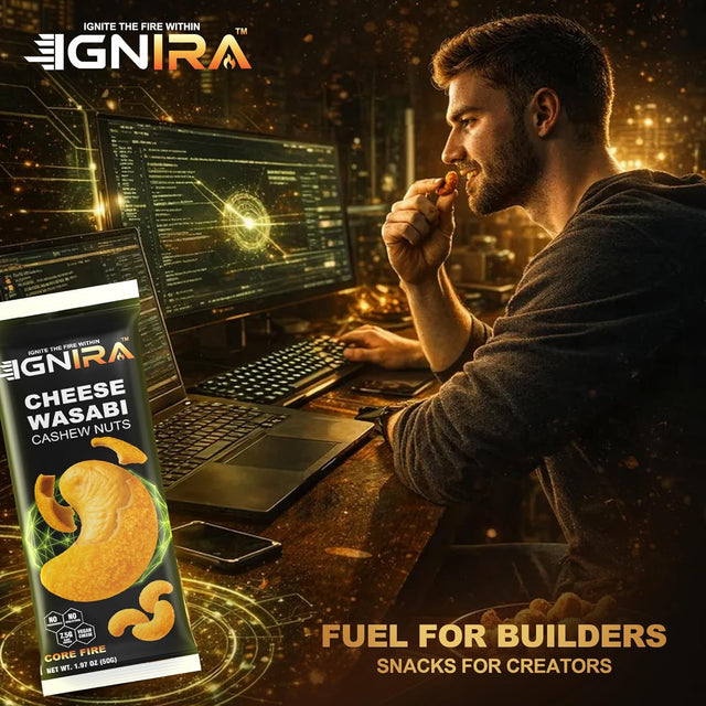 IGNIRA Cheese Wasabi Cashew Nuts – Roasted Cashew Nuts with Plant-Based Cheese & Wasabi Flavor, Pack of 1 (1.76oz)