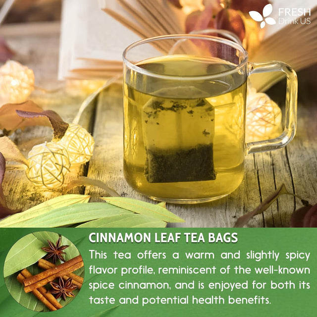 Natural Cinnamon Leaves, Whole Dried Cinnamon Leaves, Tea Bags, 100% Pure from Dried Cinnamon Leaves, Cinnamon Leaf Tea, No Additives, No Caffeine, Vegan
