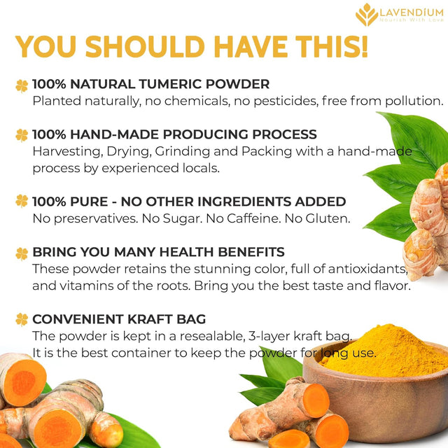 Turmeric Powder, 20oz (1.25 lbs), 100% Natural & Pure, Ground, Seasoning Root Powder, No Additives, No Gluten, Vegan