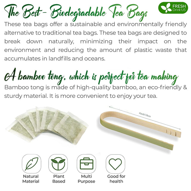 Premium Green Tea Bags, 100% Natural & Pure from Green Tea. Green Herbal Tea. No Sugar, No Gluten, Vegan
