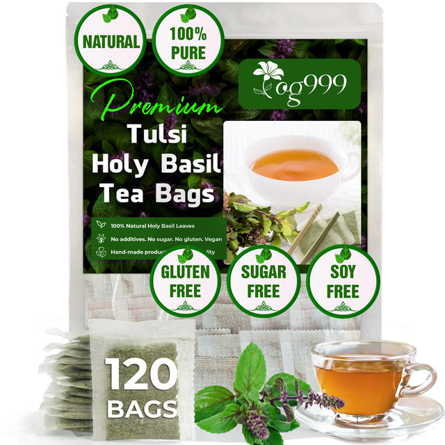 TOG999, Premium 120 Moringa Leaf Tea Bags, 100% Natural & Pure from Moringa Leaves. Loose Leaf Moringa Herbal Tea. Moringa Leaf Tea. No Sugar, No Caffeine, No Gluten, Vegan.