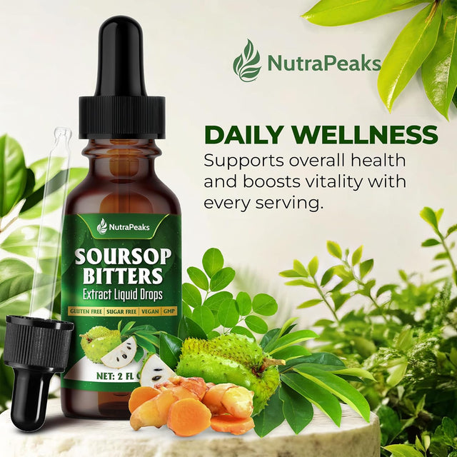 Soursop Bitters Liquid Drops – Premium Herbal Blend with Soursop Leaves, Black Seed, Moringa, Ashwagandha, Senna, Goat Weed & Ginger, 2 fl oz