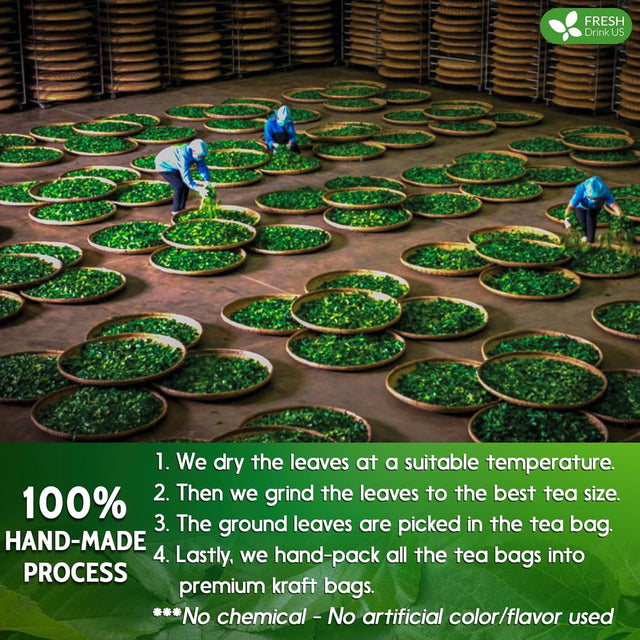 Premium Mulberry Leaf Tea Bags. No Sugar, No Caffeine, No Gluten, Vegan.