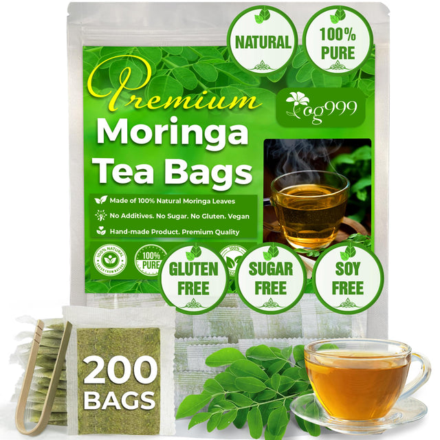 TOG999, Premium 120 Moringa Leaf Tea Bags, 100% Natural & Pure from Moringa Leaves. Loose Leaf Moringa Herbal Tea. Moringa Leaf Tea. No Sugar, No Caffeine, No Gluten, Vegan.