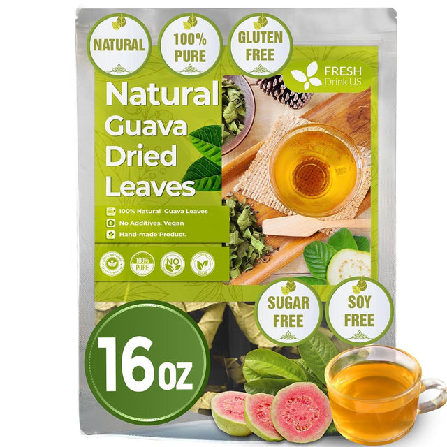 Natural Guava Leaves, Whole Dried Leaves, Cut-and-Sifted Guava leaves, 100% Pure from Guava Leaves, Natural Guava Loose Leaf Herbal Tea, No Additives, No Caffeine, Vegan