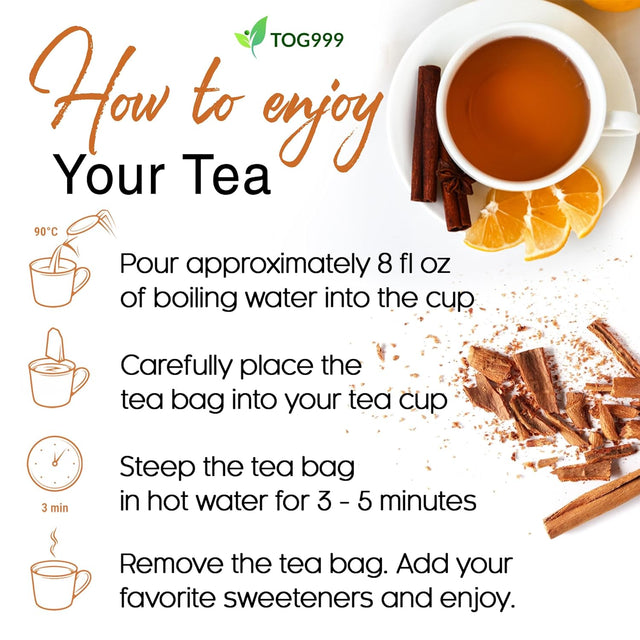 Pure Cinnamon Tea, 100% Natural & Pure Cinnamon. Cinnamon Herbal Tea. Cinnamon Stick Herbal Spice Tea. No Sugar, No Caffeine, No Gluten, Vegan.