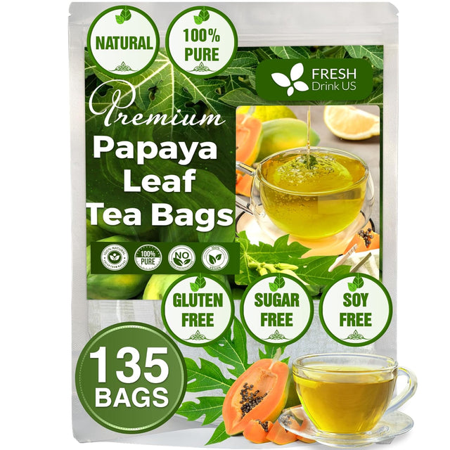 Premium Papaya Leaf Tea Bags, Made with Natural Material Tea Bags. No Sugar, No Caffeine, No Gluten, Vegan.