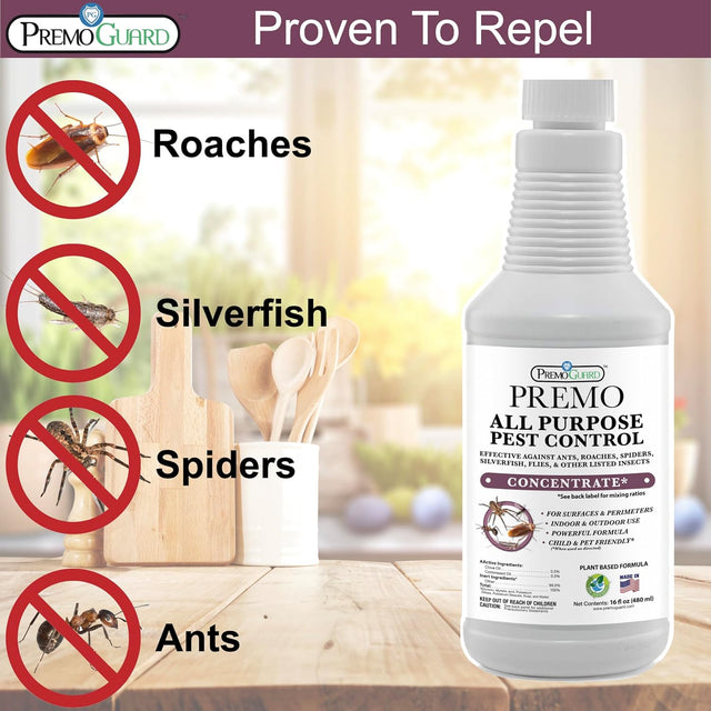 All Purpose Pest Control Concentrate - 16 oz - Makes Up to 2.5 Gallons - Plant Based Non-Toxic - By Premo Guard