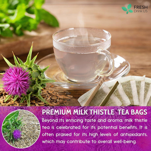 Premium Milk Thistle Tea Bags, 100% Natural & Pure from Milk Thistle Seeds. Milk Thistle Seed Herbal Tea. Milk Thistle Seed Tea. Made with Natural Material Tea Bags. No Sugar, No Caffeine, No Gluten, Vegan.