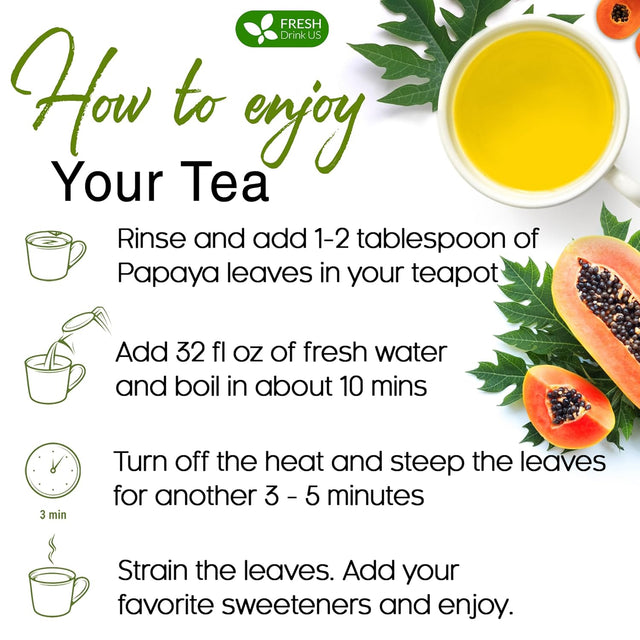 Premium Papaya Dried Leaves, Papaya Loose Leaf Herbal Tea, No Additives, No Caffeine, Vegan