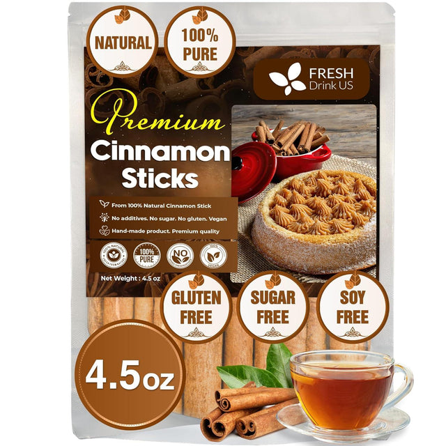 Cinnamon Sticks, Whole Sticks, 100% Natural & Pure Cinnamon Inner Bark, Raw Cinnamon Spice Flavor & Strong Aroma, Cinnamon Spice Herbal Tea, Perfect for Warm Beverages, No Additives, Vegan