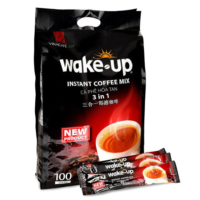 Vinacafe Premium Wake-Up Coffee Mix, 100 Coffee Sticks Single Serves 1 Pack Total 100 Sticks