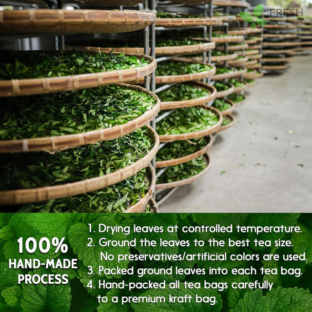 Premium Lemon Balm Leaf Tea Bags, 100% Natural & Pure from Lemon Balm Leaves. Loose Leaf Lemon Balm Herbal Tea. Lemon Balm Leaf Tea. No Sugar, No Caffeine, No Gluten, Vegan.