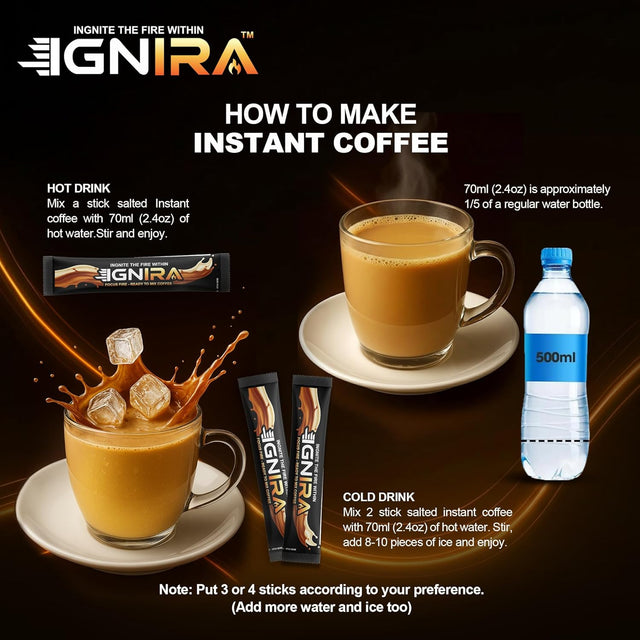 IGNIRA Original Instant Coffee – Hot or Iced Milk Coffees, Premium Robusta Instant Coffee Packets, Not Too Sweet, No Cholesterol, No Soybeans, Ready-to-Mix – HexFire Energy, 20 Single-Serve Sticks (12.69 oz)