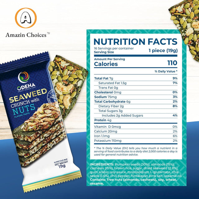 Amazin Choices Seaweed Crunch with Nuts Classic Taste, 10.7 oz., 16 ct.