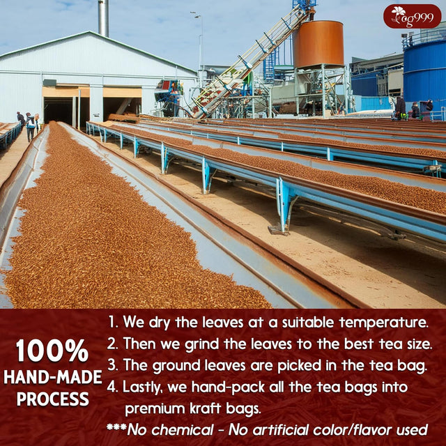 Premium Red Rooibos Tea Bags, 100% Natural & Pure from Rooibos Tea Leaves. Loose Leaf Rooibos Herbal Tea. Made with Natural Material Tea Bags. No Sugar, No Caffeine, No Gluten, Vegan.