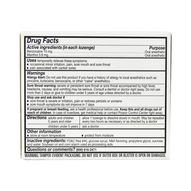 Major Sore Throat Relief Lozenges, 18 count