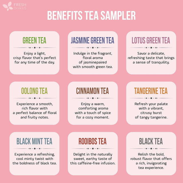 Premium 90 Tea Bags Sampler Assortment, 9 Different Flavors