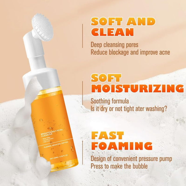 1Pcs Turmeric Facial Cleanser,Urmeric Facial Cleanser,Turmeric Foaming Cleanser,Deep Cleansing of Facial Skin, Turmeric Foaming Cleanser for All Skin