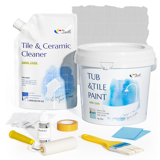 DWIL Tub and Tile Paint (1kg / 32 oz, with Ceramic Cleaner 500ml)