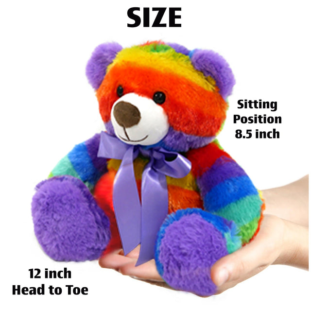 Rainbow Teddy Bear Set of 2 - Plush Stuffed Animal Cuddly Soft 12 inch