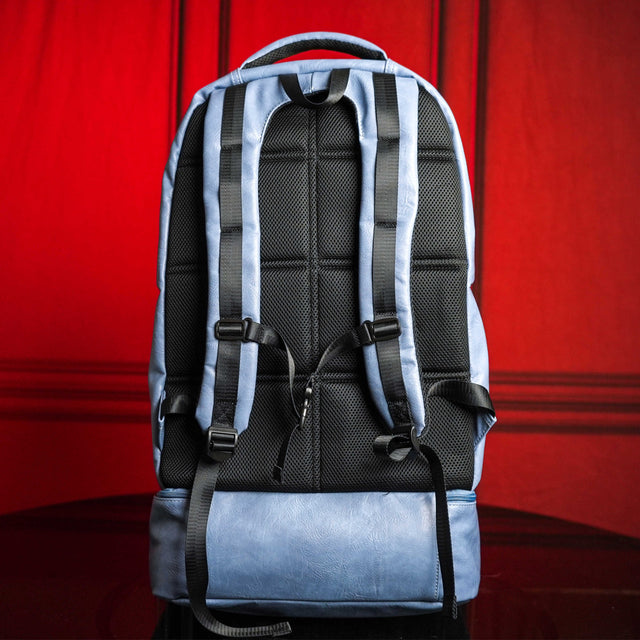 Baby Blue Leather Luxury Carry-On Patented Backpack