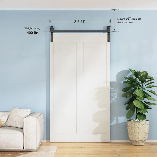 Bi-Folding Sliding Barn Door Hardware Track Kit (No Door)