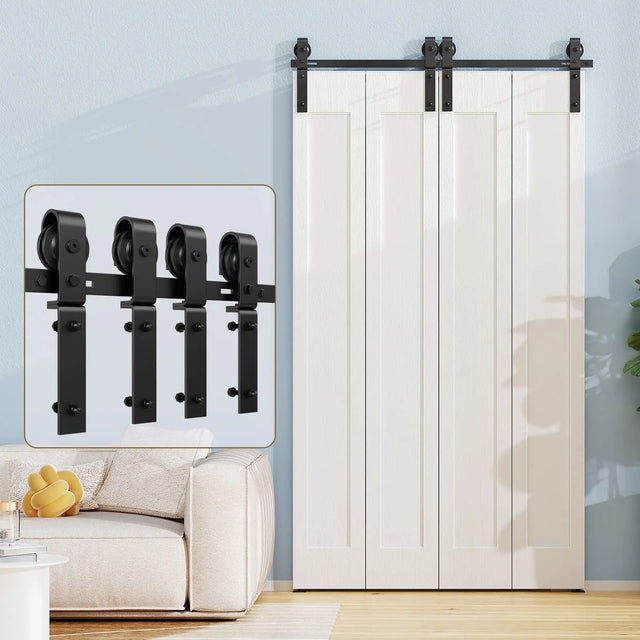 Bi-Folding Sliding Barn Door Hardware Track Kit (No Door)