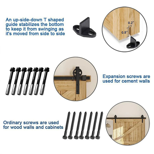 Big Spoke Wheel Roller Sliding Barn Door Hardware Kit (No Door)