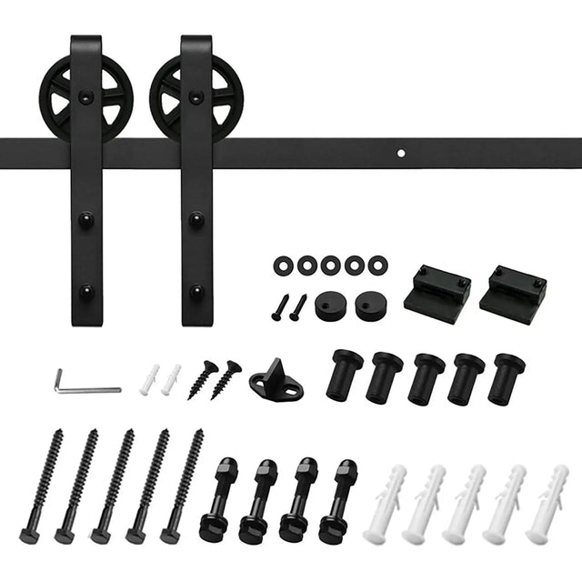 Big Spoke Wheel Roller Sliding Barn Door Hardware Kit (No Door)