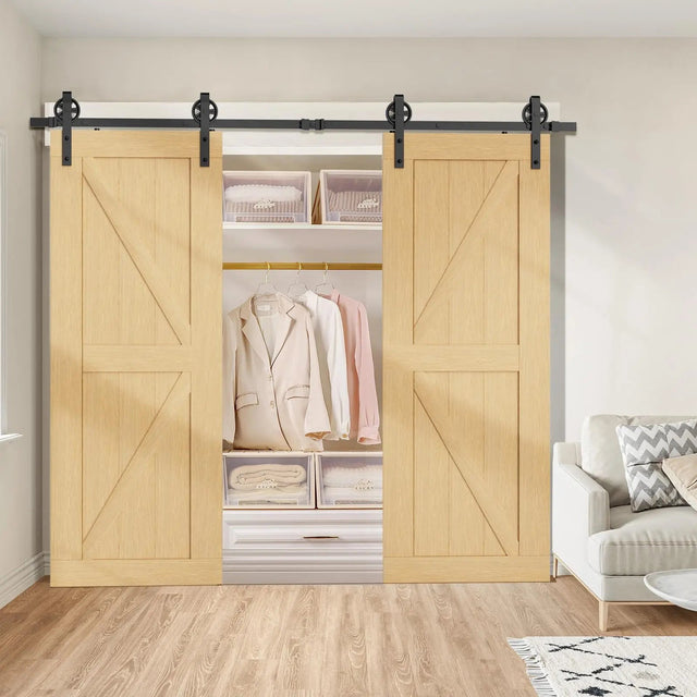 Big Spoke Wheel Roller Sliding Barn Door Hardware Kit (No Door)