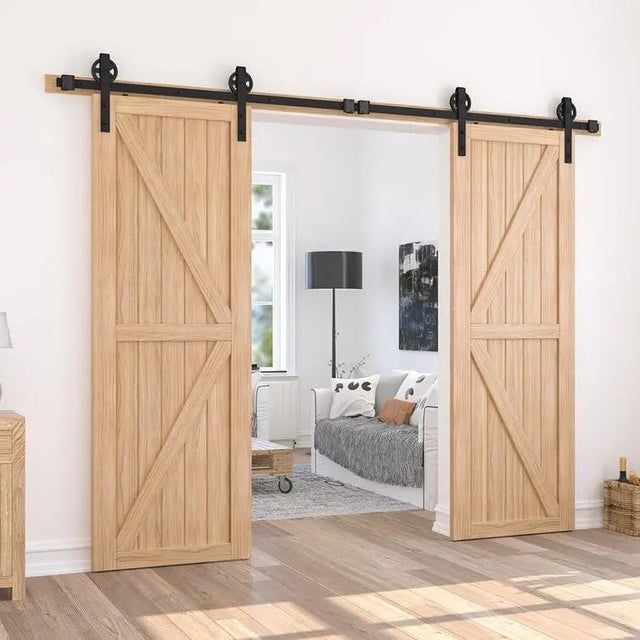 Big Spoke Wheel Roller Sliding Barn Door Hardware Kit (No Door)