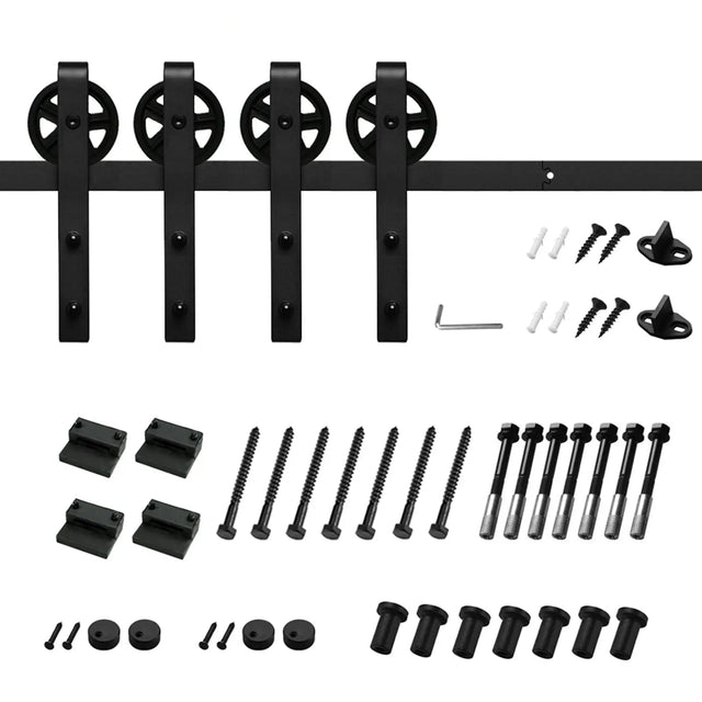 Big Spoke Wheel Roller Sliding Barn Door Hardware Kit (No Door)