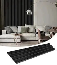 Black Solid Wood Acoustic Slat Wall Panels (Broad Strip)
