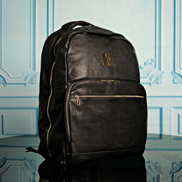 Black Leather Commuter Bag