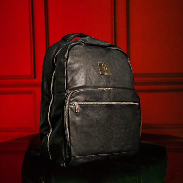 Black Leather Commuter Bag