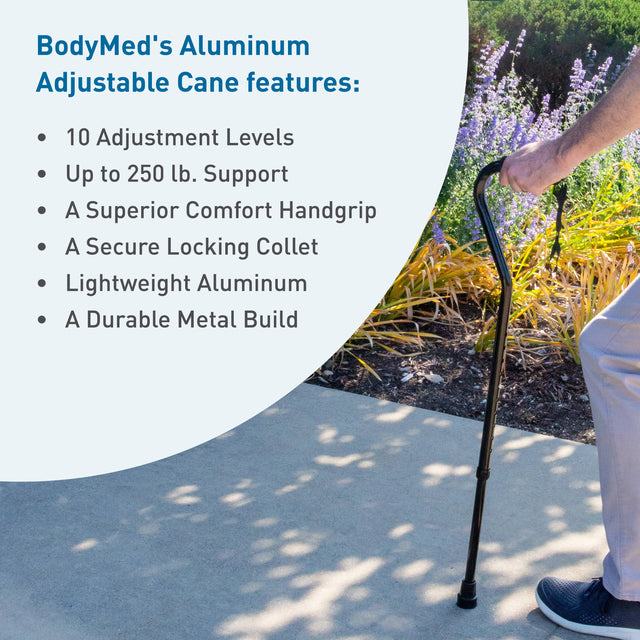 BodyMed Offset Cane, Aluminum, Adjustable Height