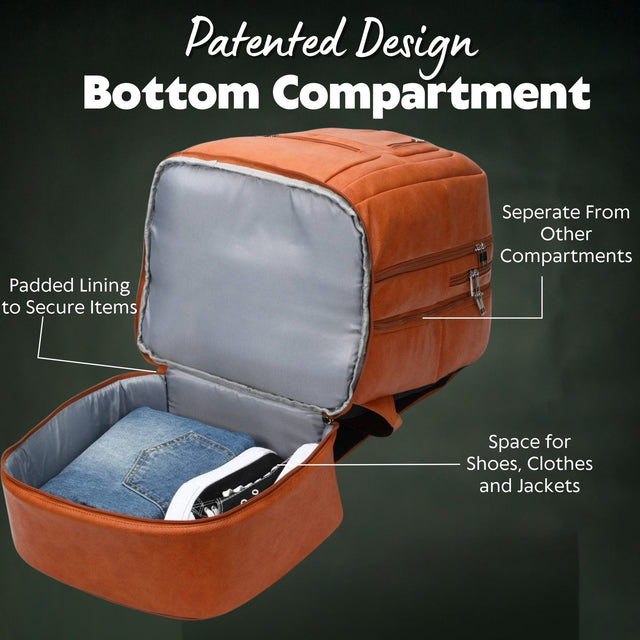 Brown Leather Luxury Patented Carry-On Bag