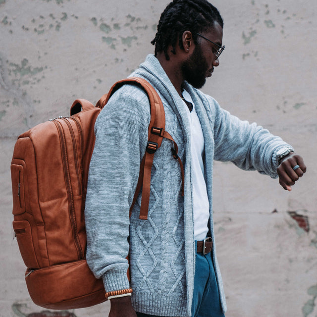 Brown Leather Luxury Patented Carry-On Bag