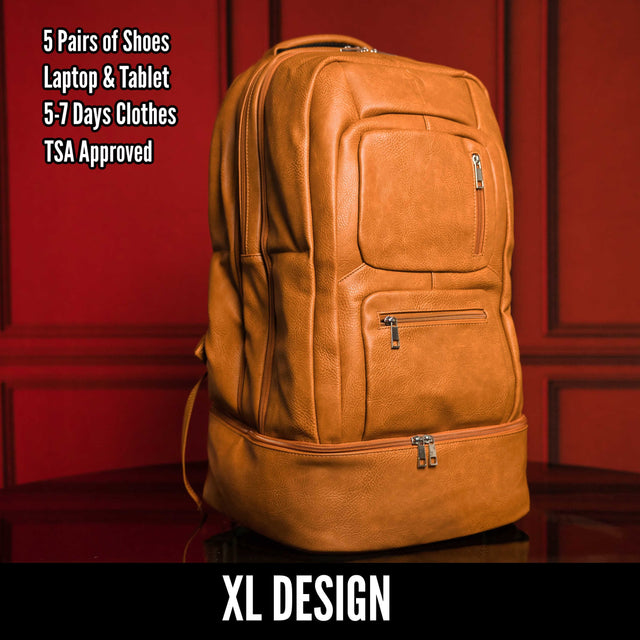 Brown Leather Patented Carry-on Bag (XL Design)