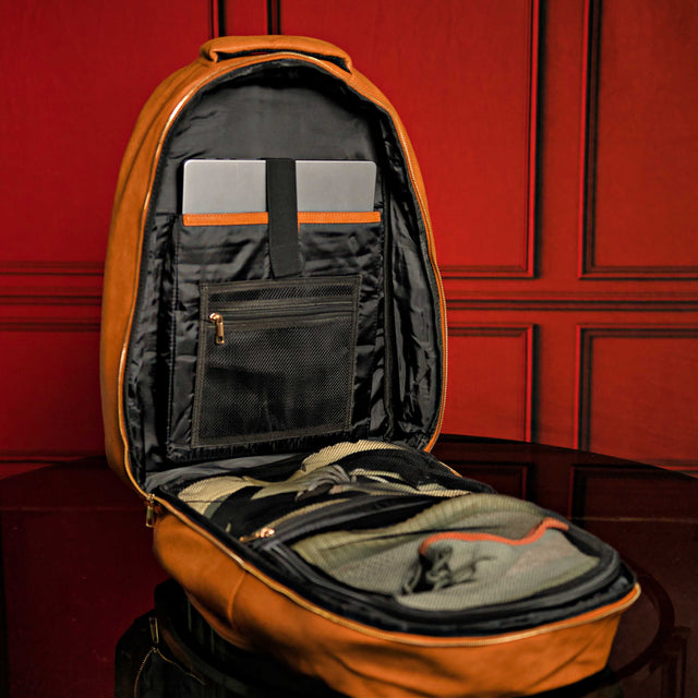 Brown Leather Roller Carry-on Set