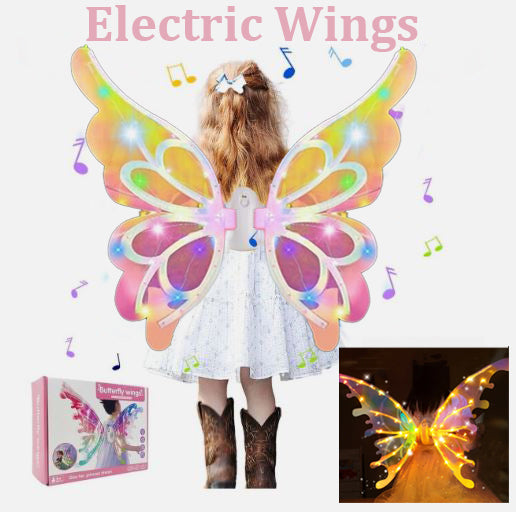 LED Moving Butterfly Angel Wings Electric Light Up Girls Costume Battery Operated