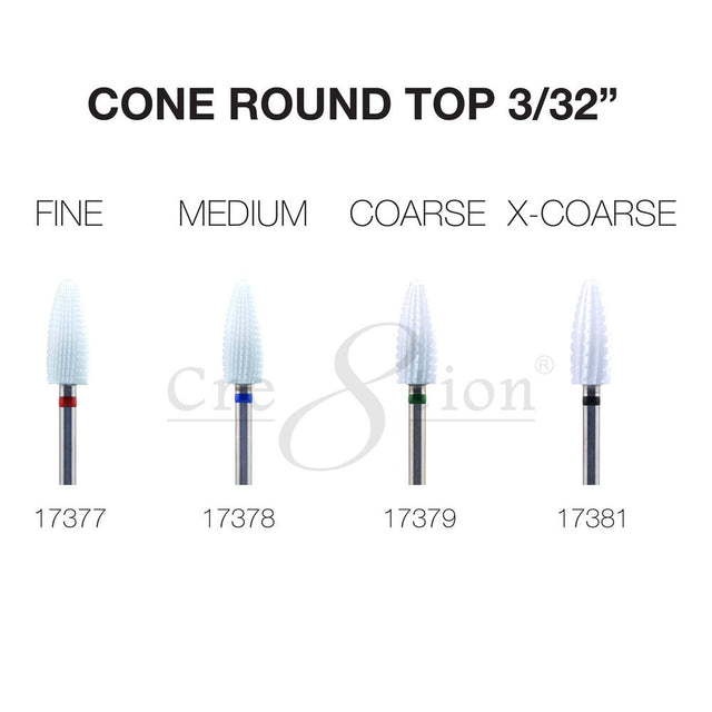 Ceramic Cone Round Top Nail Filing Bit 3/32"