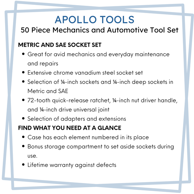 APOLLO TOOLS - DT0004-50 Piece ¼” Drive Socket Set