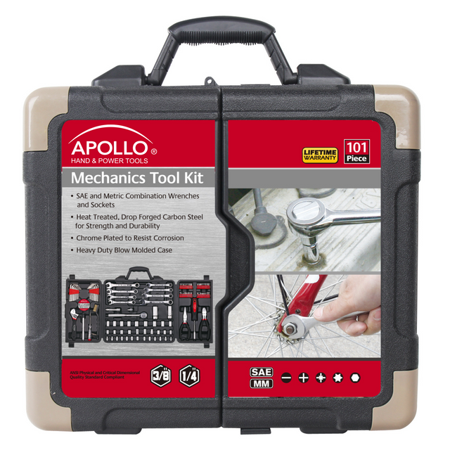 101 Piece Mechanic Tool Set for Vehicle and Home Maintenance, Roadside Emergencies. SAE and Metric Tool Set for Car, Boat, RV, Bikes - DT0006