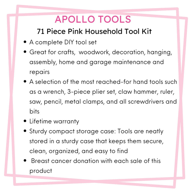 71 Piece Household Tool Kit Pink - DT0204P