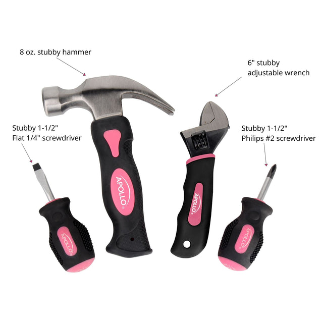 Four Piece Stubby Tool Set - Pink- DT0240P