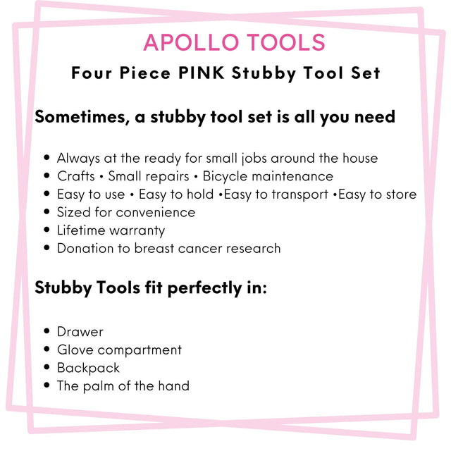 Four Piece Stubby Tool Set - Pink- DT0240P